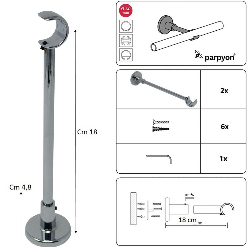 Supporti per bastoni tende in Metallo 859 2pz. + viti e tasselli