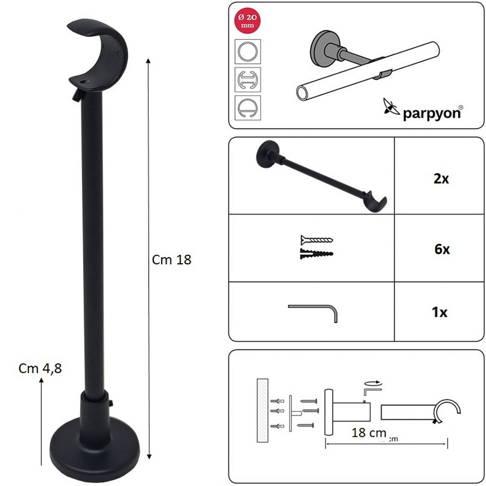 Supporti per bastoni tende in Metallo 859 2pz. + viti e tasselli