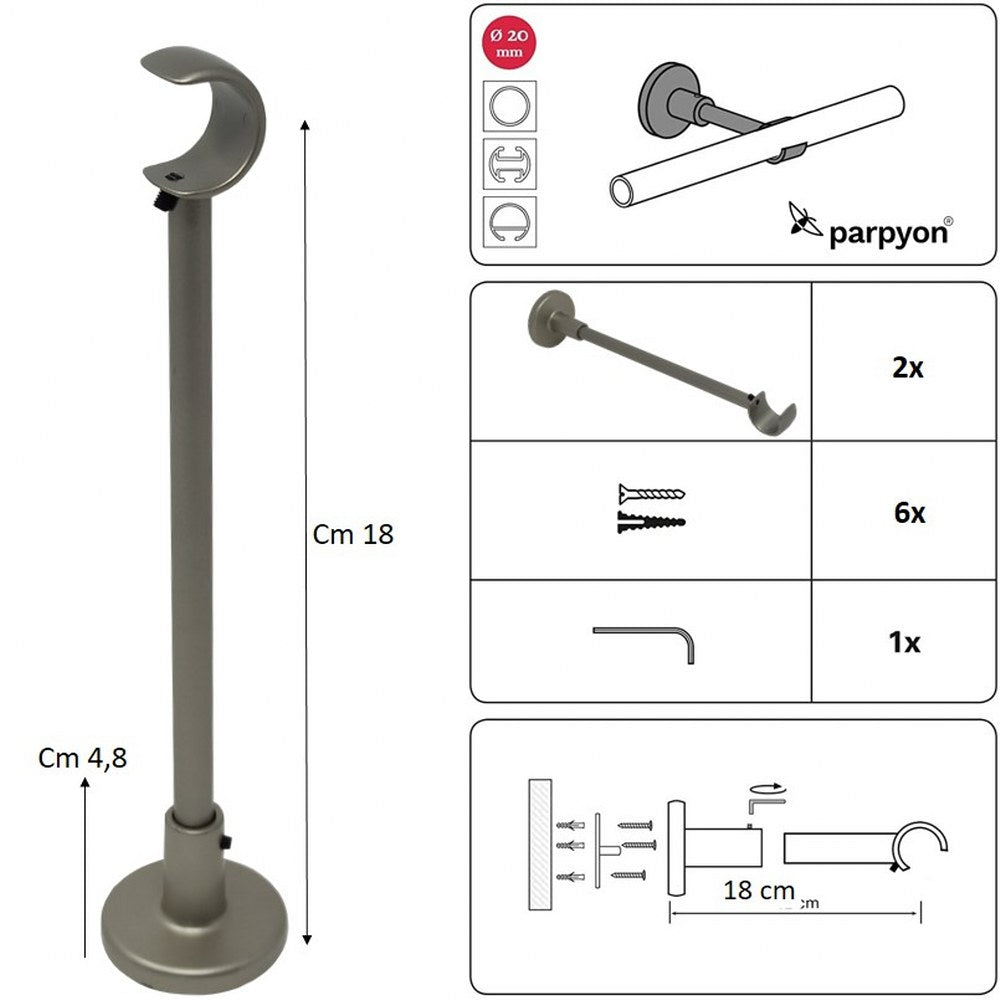 Supporti per bastoni tende in Metallo 859 2pz. + viti e tasselli