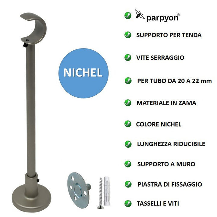 Supporti per bastoni tende in Metallo 859 2pz. + viti e tasselli