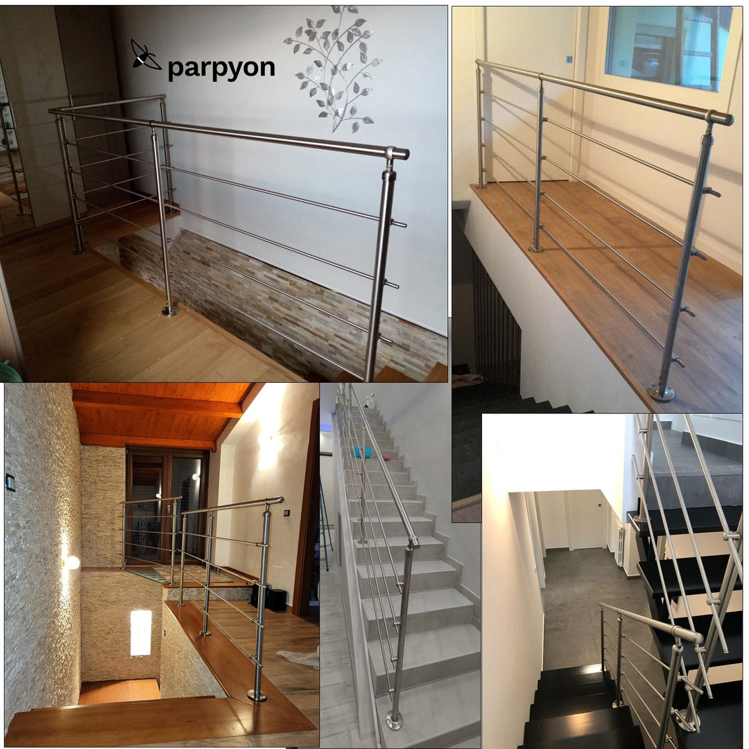 Ringhiera scala in Acciaio Inox da 3,50 MT - Fissaggio Pavimento