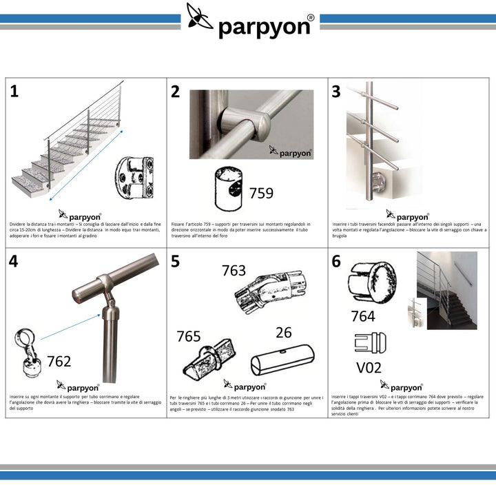 Ringhiera scala in Acciaio Inox Personalizzata - Fissaggio Parete