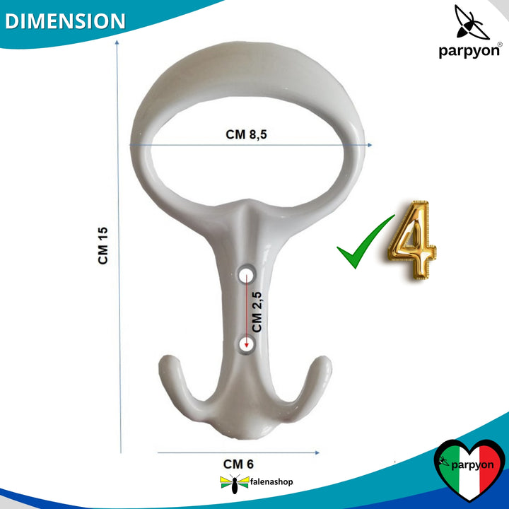Misure appendiabiti a parete, 4 ganci attaccapanni da muro ingresso, appendi accappatoio #colore_bianco