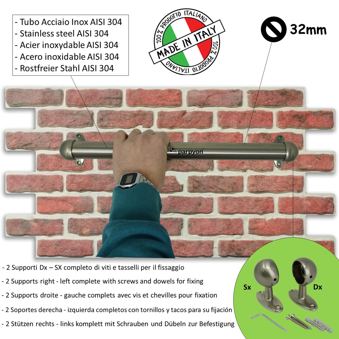 Corrimano Acciaio Inox a muro con supporti 519