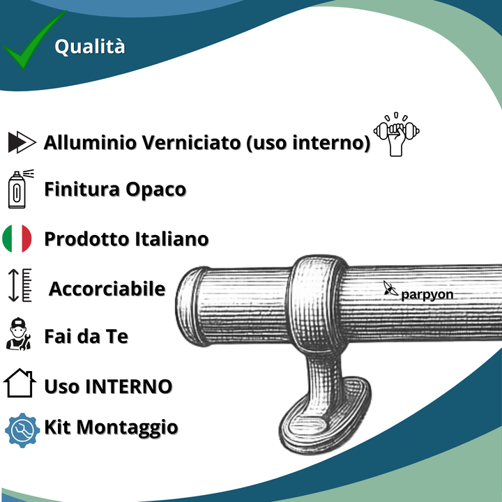 Corrimano a muro in Metallo Oro Satinato con supporti 518