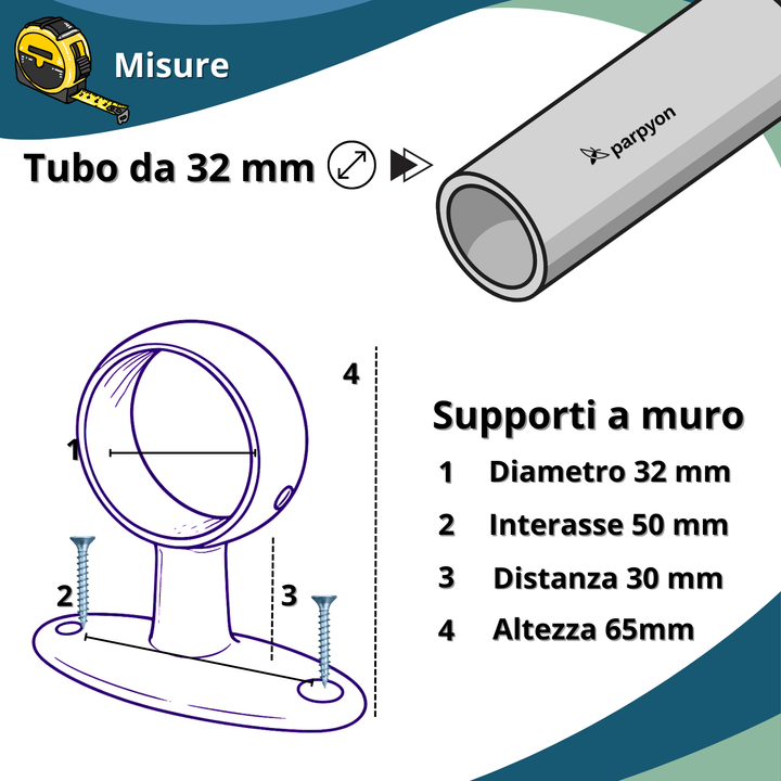 Corrimano a muro in Metallo Grigio Grafite con supporti 518