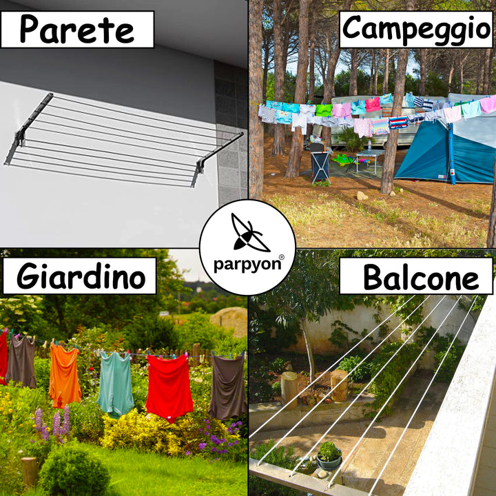 Filo per stendere il bucato da esterno d.4,5mm + KIT per il fissaggio