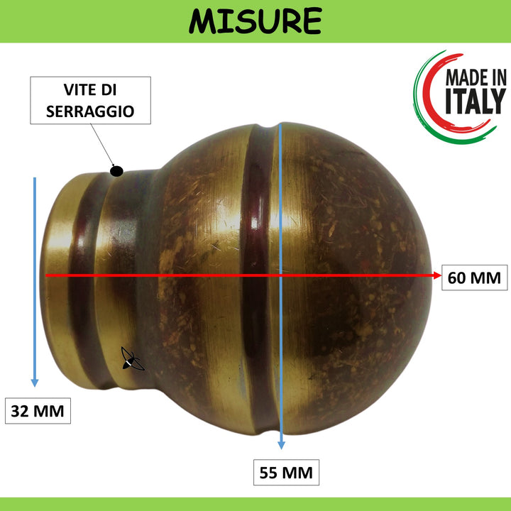 Accessori corrimano D.32 Tappi finale a Palla