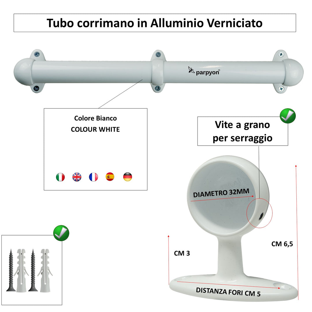 Corrimano a muro in Alluminio con supporti 519